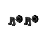 16g Music Note Tiny Small Stud Earrings for Women Men Teen Girls Cartilage Tragus Cute Simple Stainless Steel Screw Back Little Studs Sleeper Piercing Post Fashion Jewelry Xmas Holiday Gifts (Black)