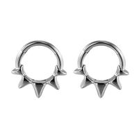 16G Nose Rings Surgical Steel, 2pcs Hoop Tragus Helix Piercing Jewellery Rings Sun Pattern, Style 8-Silver