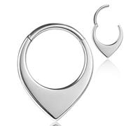 16G Nose Septum Rings Hoops: Stylish Surgical Stainless Steel Nose Rings Hoops, Hinged Segment Nose Lips Helix Cartilage Clicker Hoop Earrings,Rook Daith Tragus Piercing Rings for Women Men 8mm, 16g