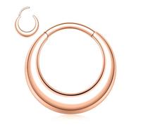 16G Septum Clicker Ring Segment Nose Hoop Ring Septum Piercing 316L Stainless Steel Daith Earring Rose Gold Tragus Cartilage Hoop Earring Helix Conch Piercing Jewellery 8mm for Women