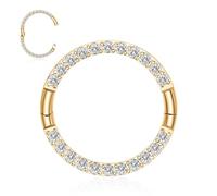 16G Septum Jewellery Gold Septum Nose Ring Half Closure New Secure Hook Hinged Segment Nose Clicker Ring Daith Cartilage Earring Helix Piercing Conch Tragus Rook Belly Piercing Jewellery 8mm with CZ