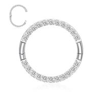 16G Septum Jewellery Septum Nose Ring Silver Half Closure New Secure Hook Hinged Segment Nose Clicker Ring Daith Cartilage Helix Piercing Conch Tragus Rook Belly Piercing Jewellery 10mm with CZ