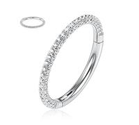 16G Septum Nose Conch Ring Daith Conch Piercing Jewelry Surgical Steel Septum Conch Daith Jewelry Septum Clicker Daith Conch Cartilage Helix Tragus Rook Earring Conch Hoop 10mm CZ Paved On Three Sides