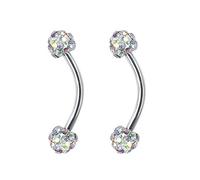 16g Tiny 4mm Crystal Ball Curved Barbell Eyebrow Ring Helix Daith Cartilage Rook Piercing (AB white)