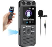 16GB Digital Voice Activated Audio Recorder, 110H Dictaphone with 2.15" Color Screen & External Mic, Vormooi Portable USB-C Tape Recording Device with Playback for Class Lecture Meeting, MP3 Player