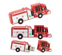 16GB Fire Truck Shape USB Flash Drive U Disk USB 2.0 Data USB Flash Disk Memory Stick Pen Drive Storage Device USB Drive External Storage Flash Disk (Red)