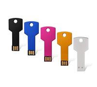 16GB Key Shape USB Flash Drive 5 Pack, K&ZZ Metal Thumb Drive USB2.0 Flash Disk Memory USB Stick Expansion Disk- 16G Black/Gold/Pink/Silver/Blue