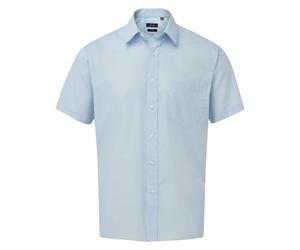 (16in, Light Blue) Premier Mens Short Sleeve Poplin Shirt