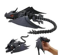 16Inch 3D Printed Dragon with Wings,3D Animals Fidget Toys, Flexible Articulated Winged Crystal Dragon Model for Home Office Desk, Bookshelf Decor (N)
