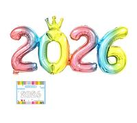 16inch Crown Foil Balloons Multicolor 2026 Number Balloons New Year Eve Christmas Graduation Birthday Party Decoration