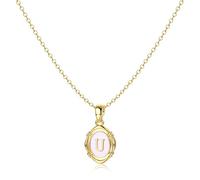 16K Gold Plated Initial Necklace for Women, Custom Name Letter Necklaces