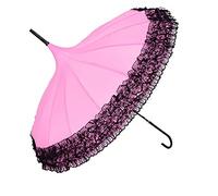 16K Lace Pagoda Umbrella - Photography Props Princess Palace Umbrella, Ladies Long Handled Umbrella,Pink