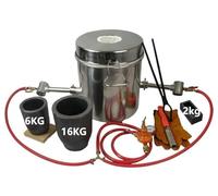 16KG Propane Melting Furnace Kit with 2 Crucibles(16KG&6KG) and 2KG Ingot Mould, Double Forge Burner Furnace for Smelting Scrap Metal Recycle Gold Copper Aluminum Casting