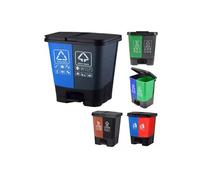 16L 20L 40L Recycling Pedal Bin Double Compartment for Food, Garden, Kitchen Waste | Home, Bedroom, Bathroom Trash Bin (Brown & Black, 20L)
