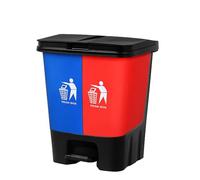 16L & 20L Recycling Double Compartment Food & Garden Waste Bin | Home & Kitchen Pedal Bin (Blue & Red)