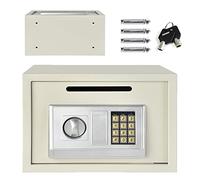16L Digital Keypad Safe Box,Steel Locking Bolts, Emergency Override Key, Wall And Floor Fixings with 2 Key and 4 Bolt,Large Safe Security Box for Home Business Office Hotel A4 Documents,White