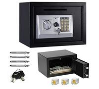 16L Digital Safety Boxes for Home,Lock Box, Money Box, Electronic Security Safe Box,with 2 Override Keys and 4 Installing Bolts,Wall Floor Mounted for Home Office Hotel,Black