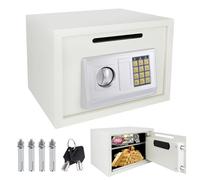16L Electronic Digital Safe Box, Fireproof Security Box Home Office Money Cash Jewelry Steel Safety Box with 2 keys, Wall Mounted Mini Safe for Home Office Hotel, White, 35 x 25 x 25 cm