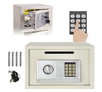 16L Electronic Security Home Office Money Cash Safety Box,Digital Electronic Safe Box for /Hotel/Jewelry/Documents,with Digital Keypad and 4 Bolts,White Fireproof Safe with Wall Mounted