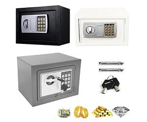 16L High Security Steel Safe Box with 2 Emergency Override Keys Digital Electronic Safe Fireproof Storage Box Protect Your Assets - 4mm Solid Steel Door, Wall Mounted (White)