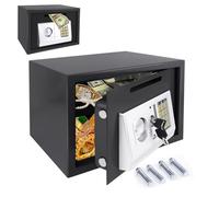16L Home Digital Safe Electronic Cabinet Safes Cash Box Wall Safes with Key, High Security Home Safe Steel Construction, Fireproof Electronic Password Cabinet for Office, Hotel, 35*24.8*25cm, Black