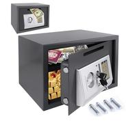 16L Home Digital Safe Electronic Cabinet Safes Cash Box Wall Safes with Key, High Security Home Safe Steel Construction, Fireproof Electronic Password Cabinet for Office, Hotel, 35*24.8*25cm, Grey