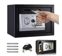16L Large Digital Fireproof Safe Box Electronic Security Steel Safe Home Office Money Cash Safety Wall Box with Digital Keypad & 2 Keys, Personal Safes for Money Document Jewelry Passport Gun, Black