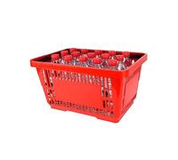 16L Plastic Grocery Cart with Pull Handle, 6-Pack Red Shopping Basket for Market & Convenience Store, Durable Lightweight Shopping Solution