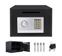 16L Safe Box Digital Keypad Lock Steel Security Box Money Box for Home, Hotel Safe Box, Wall Mounted Cabinet Mounted, Small Safe Box with 2 Keys, 25cm x 35cm x 25cm (Black)