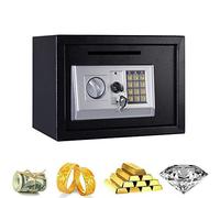 16L Safe Box, Drop Box Electronic Digital Security Safe with Keypad and Key, Front Loading coin Slot, Wall Safes for Home & Office Protect Cash, Money, Jewelry, 35x25x25cm(Black)