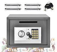 16L Safe Box with Override Key & Electronic Keypad Solid Steel with Posting Slot for Home Office Hotel Cash Jewelry Storage, Grey