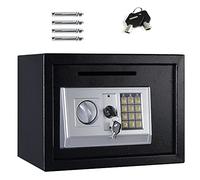 16L Safe Large High Security Electronic Digital Steel Home Cash Rated Safety Box, Wall Floor Cabinet Mounted Safe Money Cash Deposit Box for Office Home Hotel (Large Size 16L, Black)