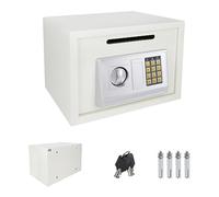 16L White Smart Safe Box with Digital PIN Code | Steel Lock | High Security | Home Office Money Cash Storage Box with 2 Keys, Coin Slot and 2 Compartment