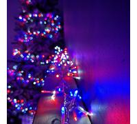 16m 200 LED Cluster Christmas Lights with Timer in Red, White & Blue