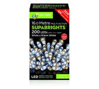 16m 200 LED Premier Outdoor Christmas Lights Warm & Cool White Mix on Clear Wire