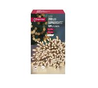 16m 200 LED Premier Supabright Outdoor Christmas Lights Warm White Clear Wire
