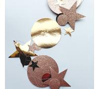 16m 52ft stars and circles glittery mirror effect bunting garland Christmas birthdays party home house decoration (Glittery rose gold)