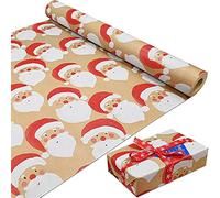 16m Roll of Kraft Santa Claus Wrapping Paper Roll,Colorful Gift 100% Recyclable ECO For Present Party Christmas DIY Birthday Decorations