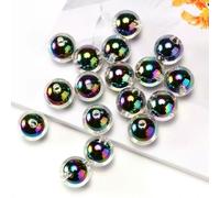 16MM 10 Pieces/Bag Style Random Acrylic Plated Colored Beads, Round Inner Color DIY Straight Hole Handmade Bracelet, Beaded Loos