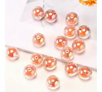 16MM 10 Pieces/Bag Style Random Acrylic Plated Colored Beads, Round Inner Color DIY Straight Hole Handmade Bracelet, Beaded Loos