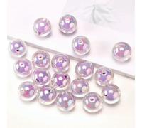 16MM 10 Pieces/Bag Style Random Acrylic Plated Colored Beads, Round Inner Color DIY Straight Hole Handmade Bracelet, Beaded Loos