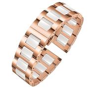 16mm 18mm 20mm 22mm Watch Band Strap Quick Release Ceramic Stainless Steel Strap(Rose white,20mm)