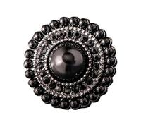 16mm 18mm 21mm 24mm Metal Round Pearl Buttons (Black, 16mm 6Pcs)