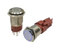 16mm/19mm/22mm Car Auto Metal Push Button Switch Ring LED 250V/5A Latching Self-lock Momentary Self-reset IDGTTLDF(Red Circle,19mm)