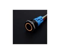 16mm 19mm 22mm Metal Illuminated Black Push Button Switch L+e+d Light 12v 5v 220v Momentary Latching Water-proof Power Flat Head(Circle Yellow,16MM_B_5V)