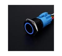 16mm 19mm 22mm Metal Illuminated Black Push Button Switch L+e+d Light 12v 5v 220v Momentary Latching Water-proof Power Flat Head(Circle Blue,22MM_A_5V)