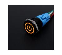 16mm 19mm 22mm Metal Illuminated Black Push Button Switch L+e+d Light 12v 5v 220v Momentary Latching Water-proof Power Flat Head(Power Port Yellow,22MM_B_12V)