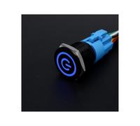 16mm 19mm 22mm Metal Illuminated Black Push Button Switch L+e+d Light 12v 5v 220v Momentary Latching Water-proof Power Flat Head(Power Port Blue,16MM_B_5V)