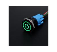 16mm 19mm 22mm Metal Illuminated Black Push Button Switch L+e+d Light 12v 5v 220v Momentary Latching Water-proof Power Flat Head(Power Port Green,22MM_B_12V)