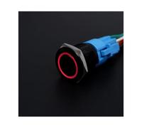 16mm 19mm 22mm Metal Illuminated Black Push Button Switch L+e+d Light 12v 5v 220v Momentary Latching Water-proof Power Flat Head(Circle Red,16MM_B_12V)